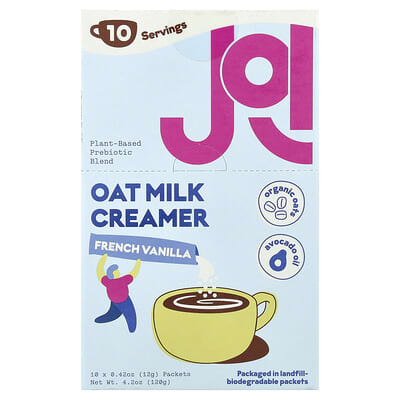 Oat Milk Creamer, French Vanilla, 10 Packets, 0.42 oz (12 g) Each