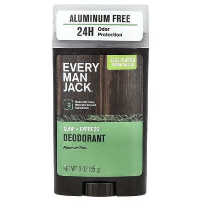 Дезодорант Every Man Jack Aluminum Free, Surf + Cypress, 3 oz (85 g)