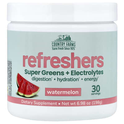 Refreshers, суперзелень + электролиты, арбуз, 6.98 oz (198 g)
