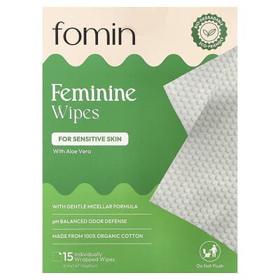 Feminine Wipes, For Sensitive Skin, 15 Individually Wrapped Wipes