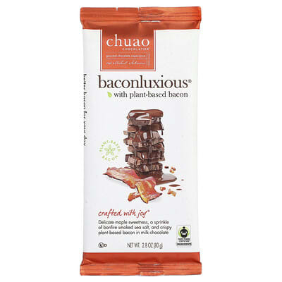 Шоколадный батончик Chuao Chocolatier Milk Chocolate Baconluxious® с растительным беконом 2.8 oz (80 g)