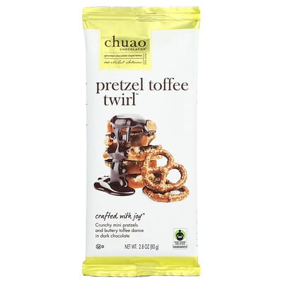 Chuao Chocolatier шоколадный батончик Dark Chocolate Bar Pretzel Toffee Twirl 2.8 oz (80 g)