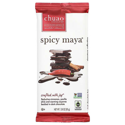 Dark Chocolate Bar, Spicy Maya®, 2.8 oz (80 g) плитка темного шоколада