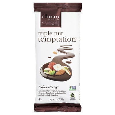 Шоколадный батончик Dark Chocolate Bar Triple Nut Temptation™ 3.5 oz (100 g)