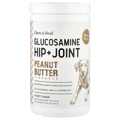 Glucosamine Hip + Joint, For Dogs, Peanut Butter, 90 Soft Chews, 9.52 oz (270 g)