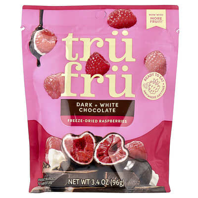 Freeze-Dried Raspberries, Dark + White Chocolate, 3.4 oz (96 g)