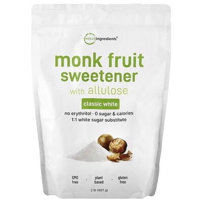 Подсластитель Monk Fruit с аллюлозой, Classic White, 2 lb (907 g)
