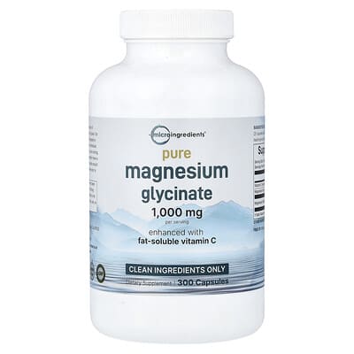Pure Magnesium Glycinate with Vitamin C, 300 Capsules