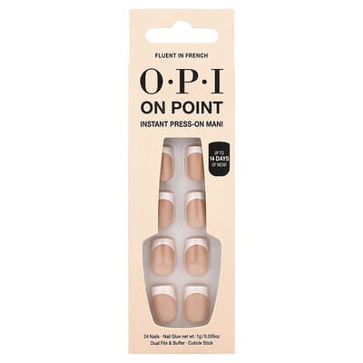 On Point, Instant Press-On Mani, Short Length, Fluent In French, 27 Piece Kit