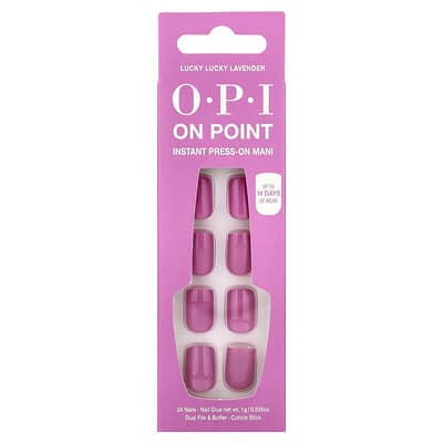 On Point, Instant Press-On Mani, Short Length, Lucky Lucky Lavender, 27 Piece Kit