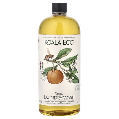 Natural Laundry Wash, Australian Mandarin & Peppermint Essential Oil, 33.8 fl oz (1 l)