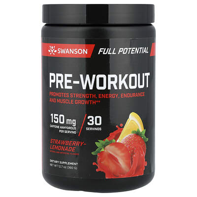 Предтренировочный комплекс Swanson Vitamins Full Potential, Strawberry-Lemonade, 12.7 oz (360 g)