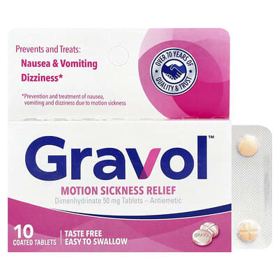 Средство от укачивания Gravol 50 mg, 10 Coated Tablets