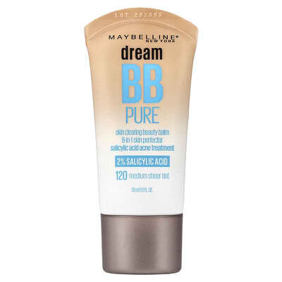 Maybelline Dream BB Pure бальзам для лица, 120 Medium Sheer Tint, 1 fl oz (30 ml)
