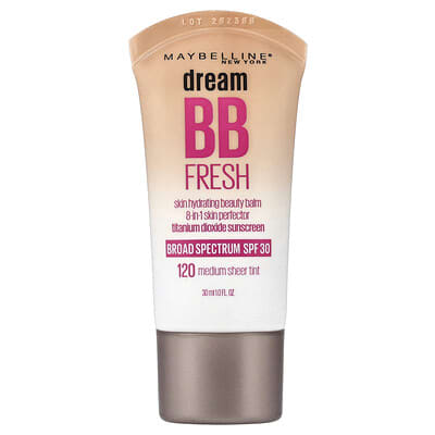 Бальзам для лица Maybelline Dream BB Fresh, Skin Hydrating Beauty Balm, SPF 30, 120 Medium Sheet Tint, 1 fl oz (30 ml)