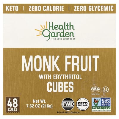 Monk Fruit с эритритом, кубики, 48 штук, 7.62 oz (216 g)