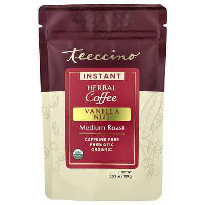 Prebiotic Chicory Instant Herbal Coffee Alternative, Vanilla Nut, Medium Roast, Caffeine Free, 3.53 oz (100 g)