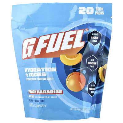 Hydration + Focus, Electrolyte Drink Mix with Cognizin®, Peach Paradise, 20 Stick Packs, 0.21 oz (6 g) Each