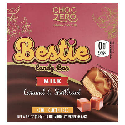 ChocZero шоколадный батончик Bestie Candy Bar, молоко, карамель и печенье, 8 шт по 1 oz (28 g)