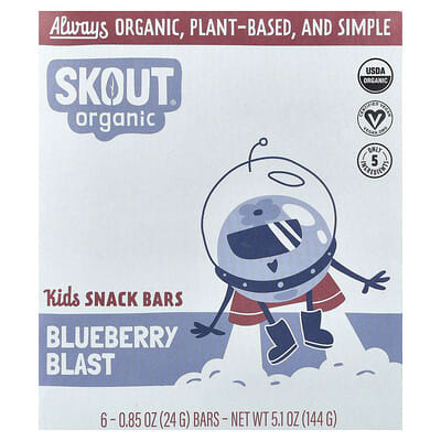 Детские батончики Skout Organic Blueberry Blast 6 Bars 0.85 oz (24 g) Each