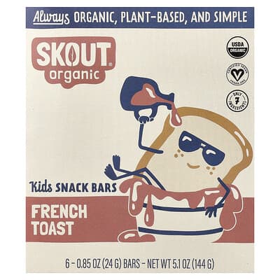 Kids Snack Bars, French Toast, 6 Bars, 0.85 oz (24 g) Each