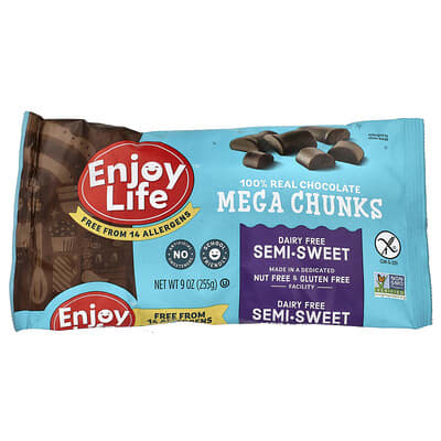 100% Real Chocolate Mega Chunks, Semi-Sweet, 9 oz (255 g)