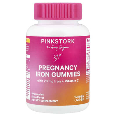 Желе Pink Stork Pregnancy Iron Gummies, Grape, 60 шт