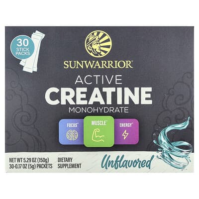 Креатин Sunwarrior Active Creatine Monohydrate, Unflavored, 30 Packets, 0.17 oz (5 g) Each