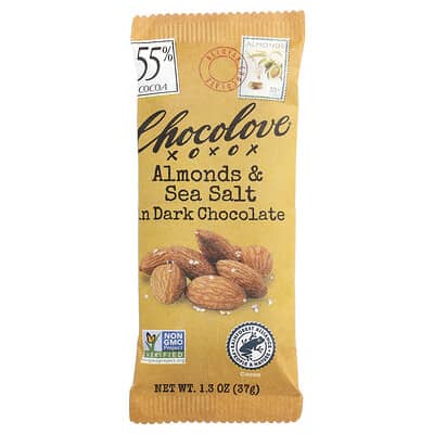 Chocolove темный шоколад с миндалем и морской солью 55% какао 1.3 oz (37 g)