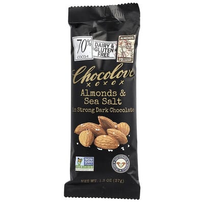 Темный шоколад с миндалем и морской солью, 70% какао, 1.3 oz (37 g)