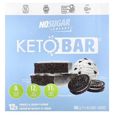 Keto Bar™, Cookies & Cream, 12 батончиков по 40 г