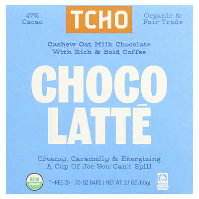 Choco Latte, Milk Chocolate with Coffee, 47% Cacao, 3 Bars, 0.70 oz Each