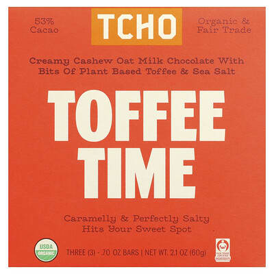 Toffee Time молочный шоколад с ириской и морской солью, 53% какао, 3 плитки по 0.70 oz