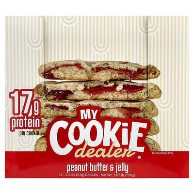 Protein Cookie, Peanut Butter & Jelly, 12 Cookies, 2.2 oz (63 g) Each