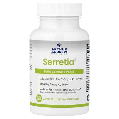 Serretia®, Pure Serrapeptase, 60 Capsules (125,000 SPU per Capsule)