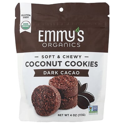 Soft & Chewy Coconut Cookies, Dark Cacao, 4 oz (113 g)