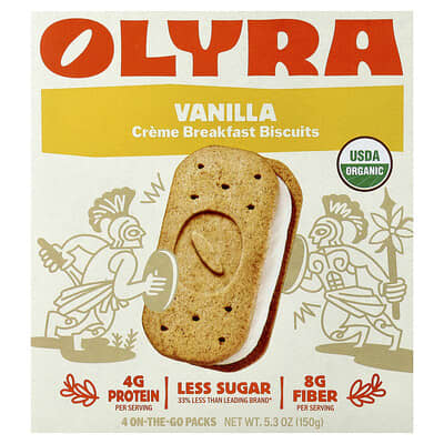 Creme Breakfast Biscuits, Vanilla, 4 On-The-Go Packs, 5.3 oz  (150 g)