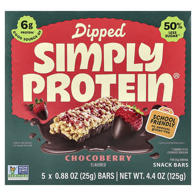 Simply Protein батончики Dipped Snack, Chocoberry, 5 шт., 0.88 oz (25 g) каждый