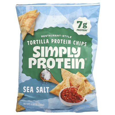 Restaurant-Style Tortilla Protein Chips, Sea Salt, 4.58 oz (130 g)