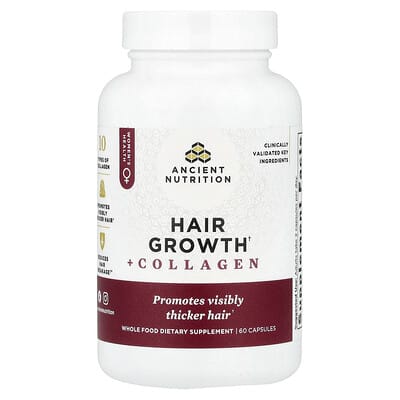 Ancient Nutrition Hair Growth + Collagen 60 капсул