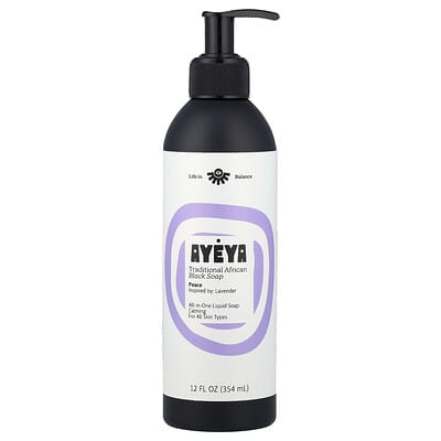 Traditional African Black Soap, For All Skin Types, Lavender, 12 fl oz (354 ml)