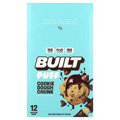 Протеиновые батончики Puff Cookie Dough Chunk 12 шт. 1.55 oz (44 g) каждый