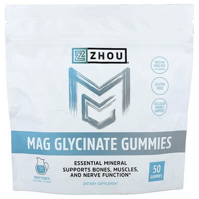 Gummies Mag Glycinate, Fruit Punch, 50 шт. (50 mg на одну штуку)