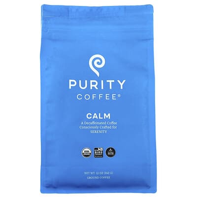 Кофе Purity Coffee Calm, Ground, Decaffeinated, 12 oz (340 g)