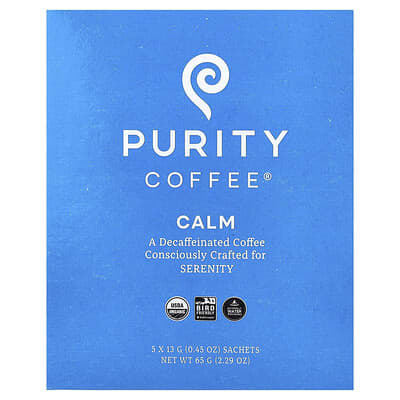 Растворимый кофе Calm, Sachet, Decaffeinated, 5 шт., 0.45 oz (13 g) каждый