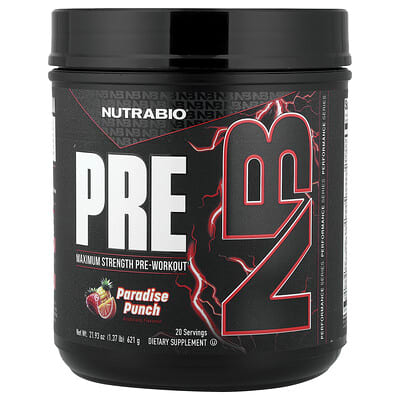 Предтренировочный комплекс NutraBio Paradise Punch, 1.37 lb (621 g)