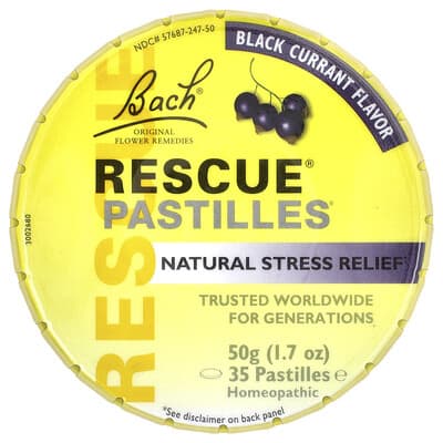 Rescue® Пастилки, натуральное средство от стресса, черная смородина, 35 пастилок