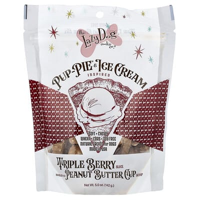 Pup-Pie® & Ice Cream, Treats For Dogs, Triple Berry Slice Swirled with Peanut Butter Cup Scoop, 5 oz (142 g)