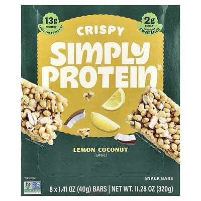 Протеиновые батончики Simply Protein, лимон-кокос, 8 шт., 1.41 oz (40 g) каждый