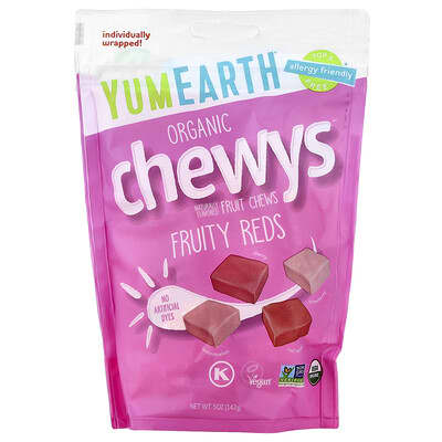 Органические жевательные конфеты YumEarth Organic Chewys™, Fruity Reds, 5 oz (142 g)